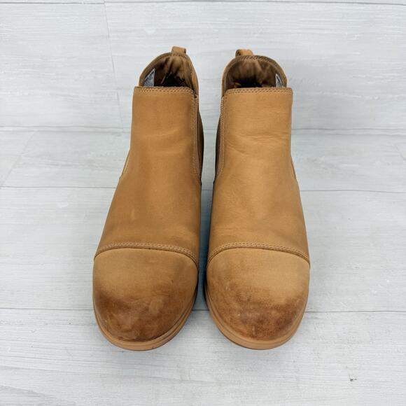 Sorel Evie Chelsea Bootie Womens 10 Pull-On Ankle Boots Tan Leather Fall Comfort - Picture 3 of 13